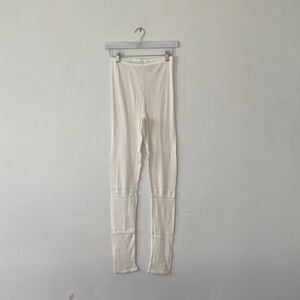 The Vermont Country Store Ribbed Knit Long Johns Ivory Cotton Leggings